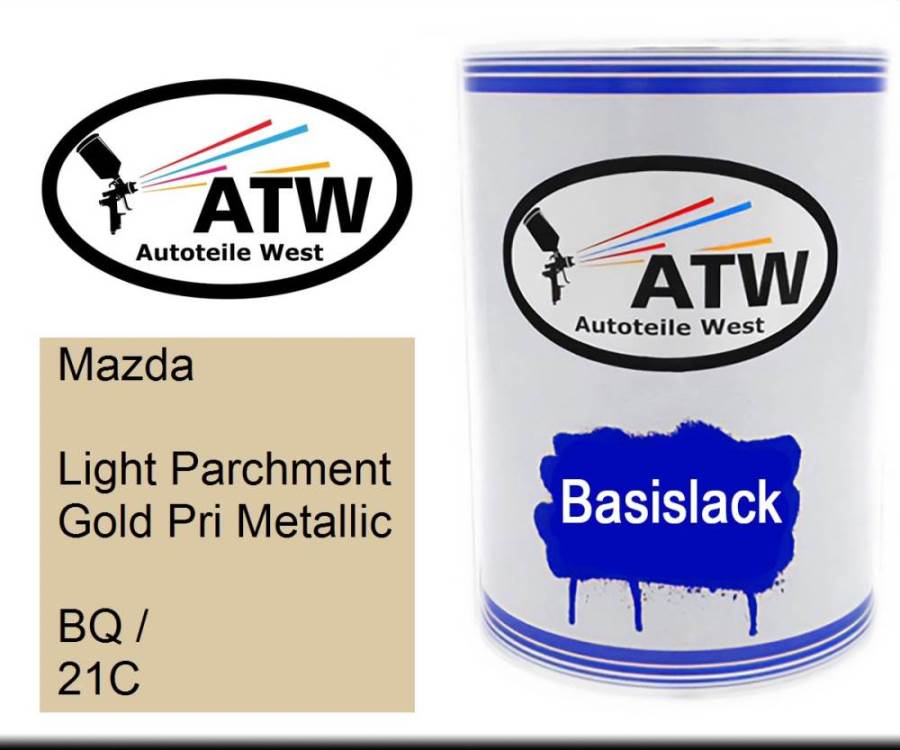 Mazda, Light Parchment Gold Pri Metallic, BQ / 21C: 500ml Lackdose, von ATW Autoteile West.